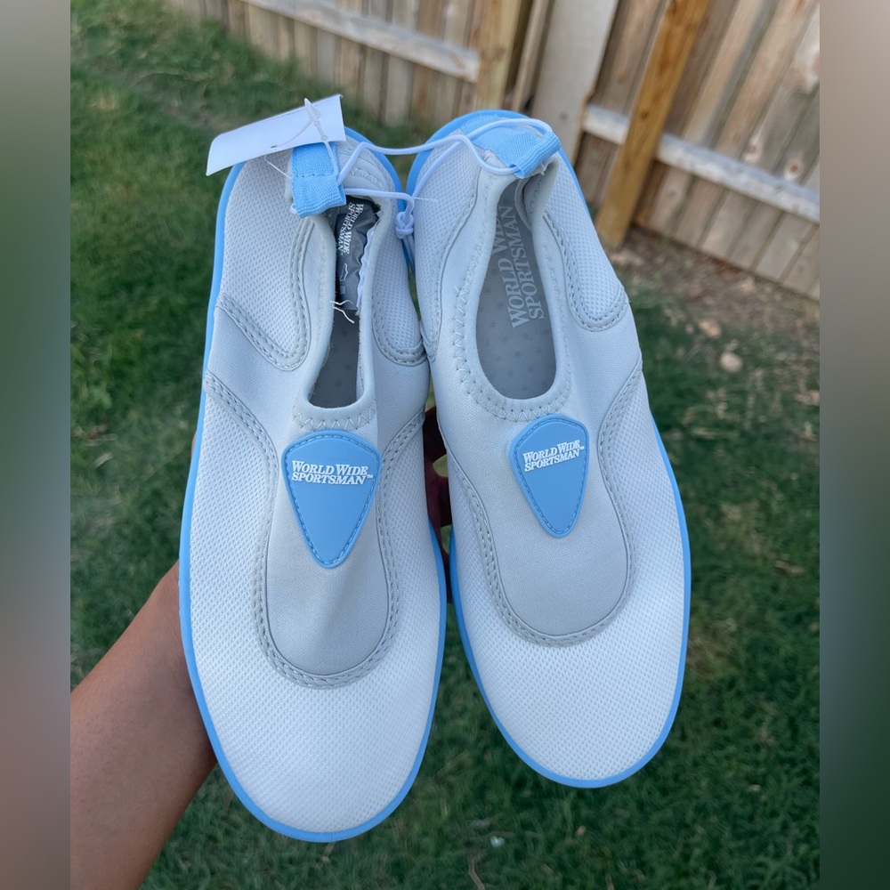 World Wide Sportsman Aqua Sox Slip-On Water Shoes for Women Size 8 Grey/Blue - Picture 2 of 6
